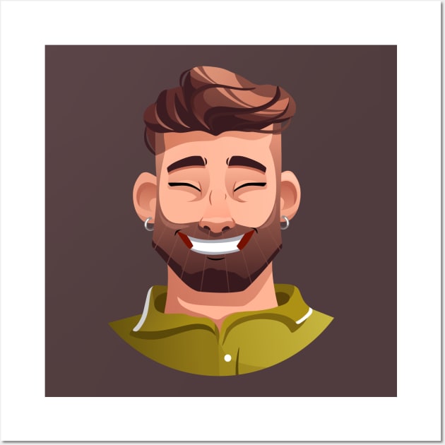 Brutal bearded smiling man Wall Art by Ksuview